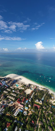Tropical Sea. Amazing bird eyes view in Zanzibarの写真素材