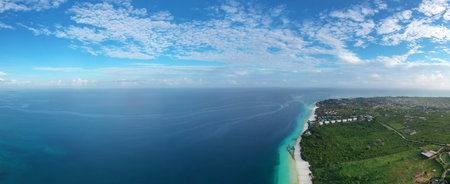 Tropical Sea. Amazing bird eyes view in Zanzibarの写真素材