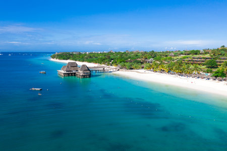 Tropical Sea. Amazing bird eyes view in Zanzibarの写真素材