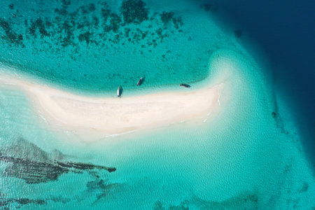 Amazing bird eyes view in Zanzibar. sea landscapeの写真素材
