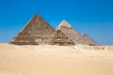 pyramids with a beautiful sky of Giza in Cairo, Egypt.の写真素材