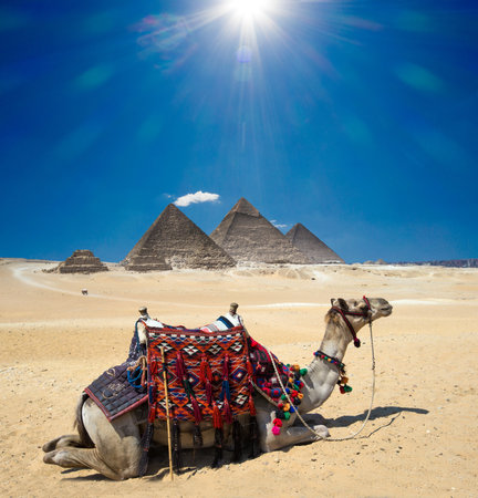 pyramids with a beautiful sky of Giza in Cairo, Egypt.の写真素材