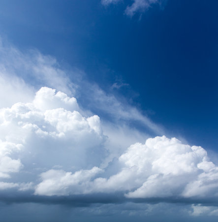 blue sky background with tiny cloudsの写真素材