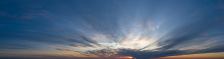 panorama sky. Beautiful cloud in the sunrise sky background. Sky banners background.の写真素材