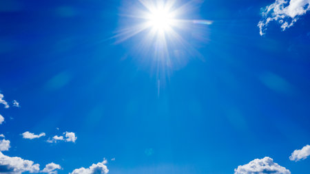 Blue sky with white clouds.