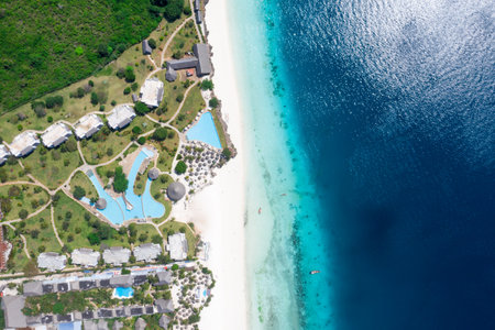 The beautiful tropical Island of Zanzibar aerial view. sea in Zanzibar beach, Tanzania.の写真素材