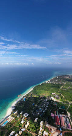 Tropical Sea. Amazing bird eyes view in Zanzibarの写真素材