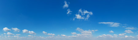 Panorama Blue sky and white clouds. Bfluffy cloud in the blue sky backgroundの写真素材