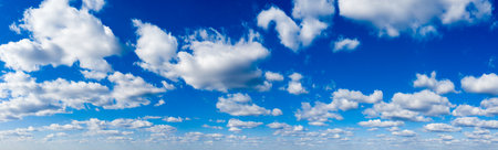 blue sky background with tiny clouds. panoramaの写真素材