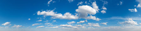Panorama Blue sky and white clouds. Bfluffy cloud in the blue sky backgroundの写真素材