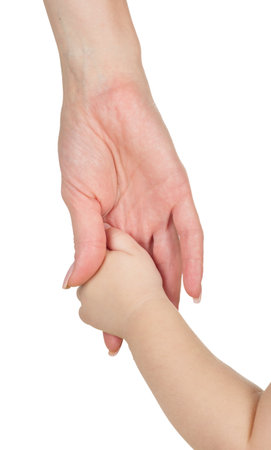 baby hand holding mother handの写真素材