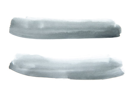 Black watercolor. Abstract painted ink strokes set on watercolor paper.の写真素材