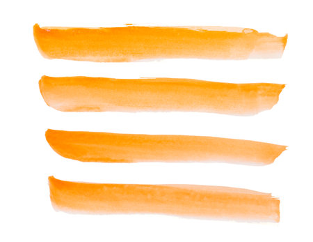 Abstract watercolor paint isolated on white background. orange watercolor bannerの写真素材