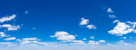 Panorama Blue sky and white clouds. Bfluffy cloud in the blue sky backgroundの写真素材