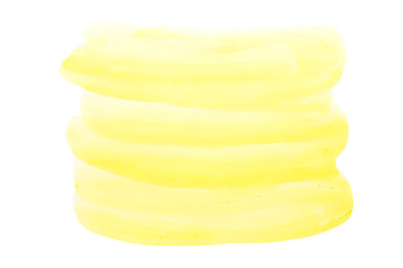 yellow watercolor background. hand painted by brushの写真素材