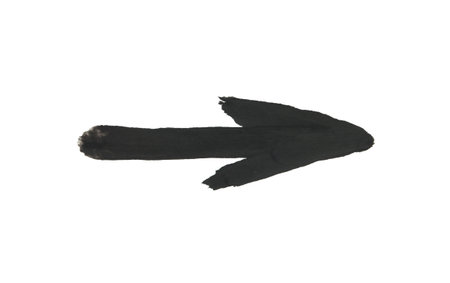 hand drawn watercolor arrow black on a white backgroundの写真素材