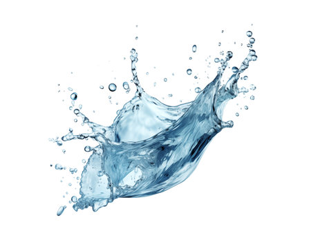 blue water splash isolated on white background. Water splashの素材