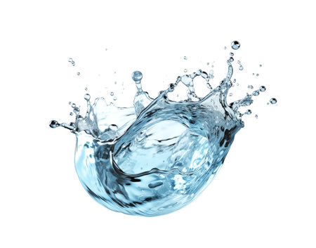 blue water splash isolated on white background. Water splashの素材