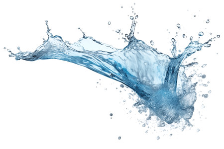 blue water splash isolated on white background. Water splashの素材