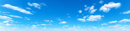 Blue Sky background with tiny Clouds. Panorama backgroundの写真素材