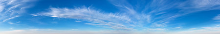 Blue Sky background with tiny Clouds. Panorama backgroundの写真素材