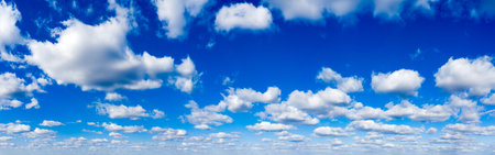 blue sky background with tiny clouds. panoramaの写真素材