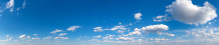 Panorama Blue sky and white clouds. Bfluffy cloud in the blue sky backgroundの写真素材
