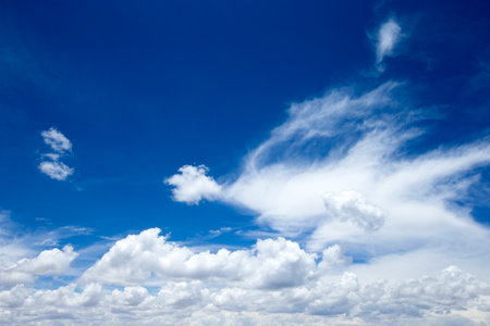 blue sky background with tiny cloudsの写真素材