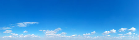Panorama Blue sky and white clouds. Bfluffy cloud in the blue sky backgroundの写真素材