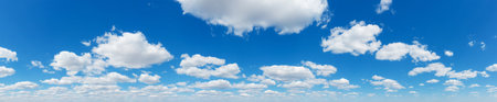 Panorama Blue sky and white clouds. Bfluffy cloud in the blue sky backgroundの写真素材
