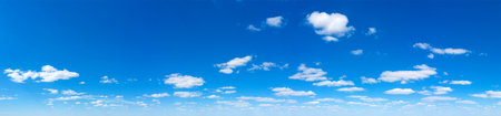 Blue Sky background with tiny Clouds. Panorama backgroundの写真素材