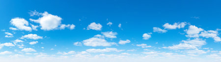 Panorama Blue sky and white clouds. Bfluffy cloud in the blue sky backgroundの写真素材