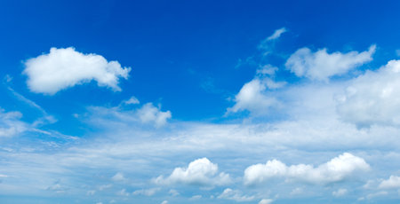 blue sky background with tiny cloudsの写真素材