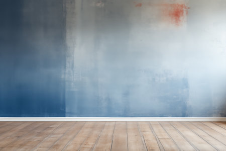 empty wall and wooden floor with glare from the window. Interior background for mockup or presentationの素材