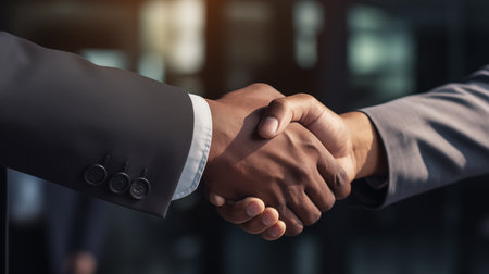 Businessmen making a handshake. Businessman handshake close up. Handshake with partnerの素材