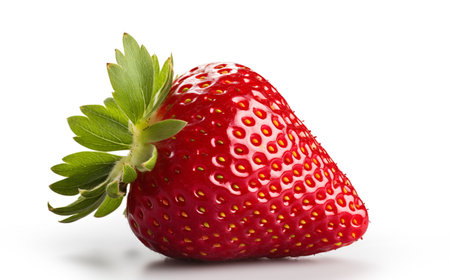 strawberries isolated on white background. One strawberryの素材