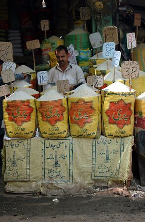 KARACHI/PAKISTAN_ Food shop mark with food prices in Karachi  Saddar ood bazar per kilos 15 Sept. 2012         のeditorial素材