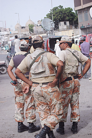 Karachi /Pakistan- Police inspects  Bomb blast in Karachi busy area sadar  preddy street ourside the...