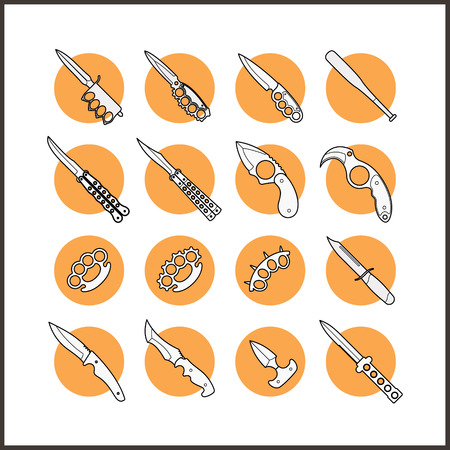 Crime and Street Weapons. Bat, Trench Knives, Butterfly Knives, Knuckles and other.のイラスト素材