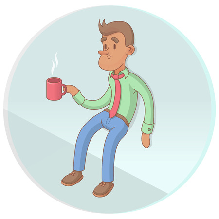 Office Worker Drinking Coffee On Breakのイラスト素材