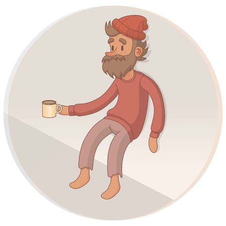 Homeless Man Begging On The Streetのイラスト素材
