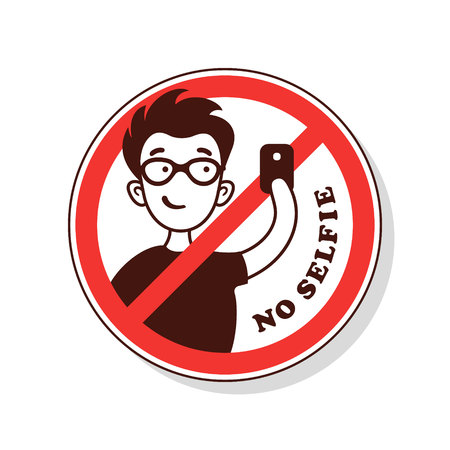 No symbol. Prohibition sign. No selfie.のイラスト素材