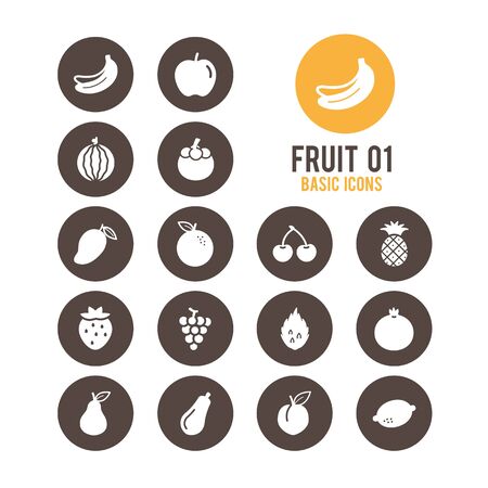 Fruit icons. Vector Illustration.のイラスト素材