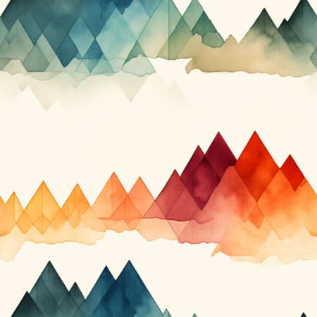 Abstract watercolor background with mountains and sky. Digital art painting.の素材