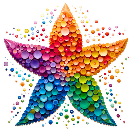 Star made of colorful bubbles isolated on white background. Vector illustration.の素材