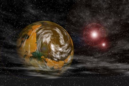 View of the universe with planets