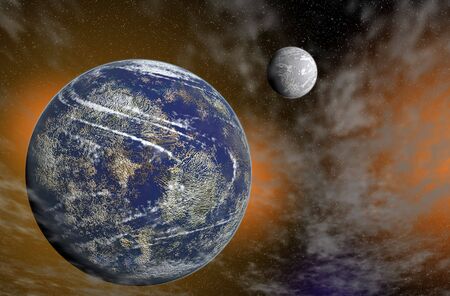 View of the universe with planets