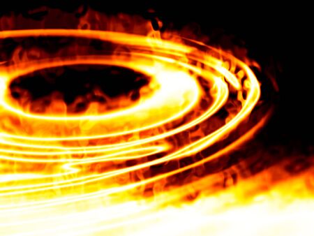 Waves of liquid fire on a black backgroundの写真素材