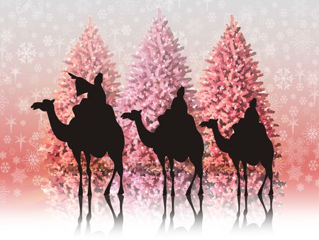 Christmas landscape with the three wise menの写真素材