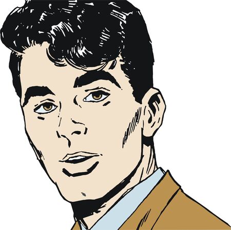 Illustration of a young man´s faceの写真素材